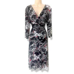Nine‎ West Floral Print Ruched Waist Midi Dress Size 16 XL All-Season Office